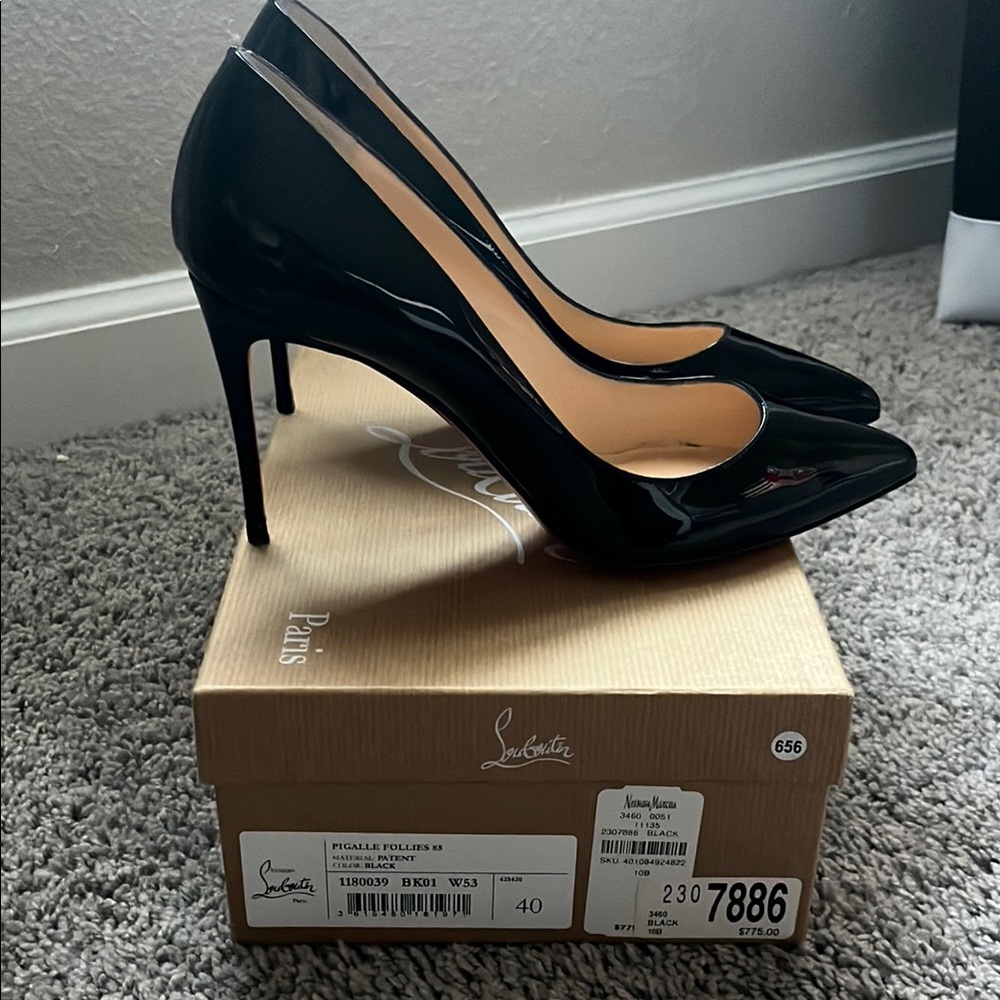 Christian Louboutin Black Patent Leather Pumps (Pigalle Follies 85) - Picture 4 of 5